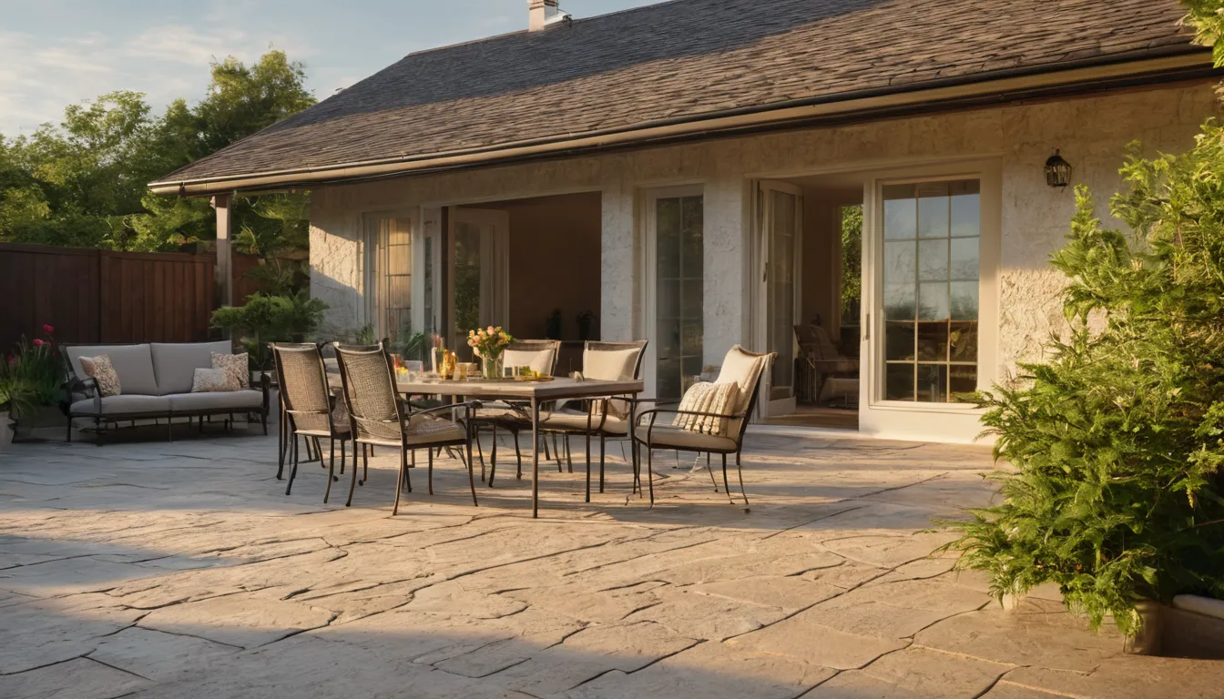 Stamped concrete patio behind a home in Rittman